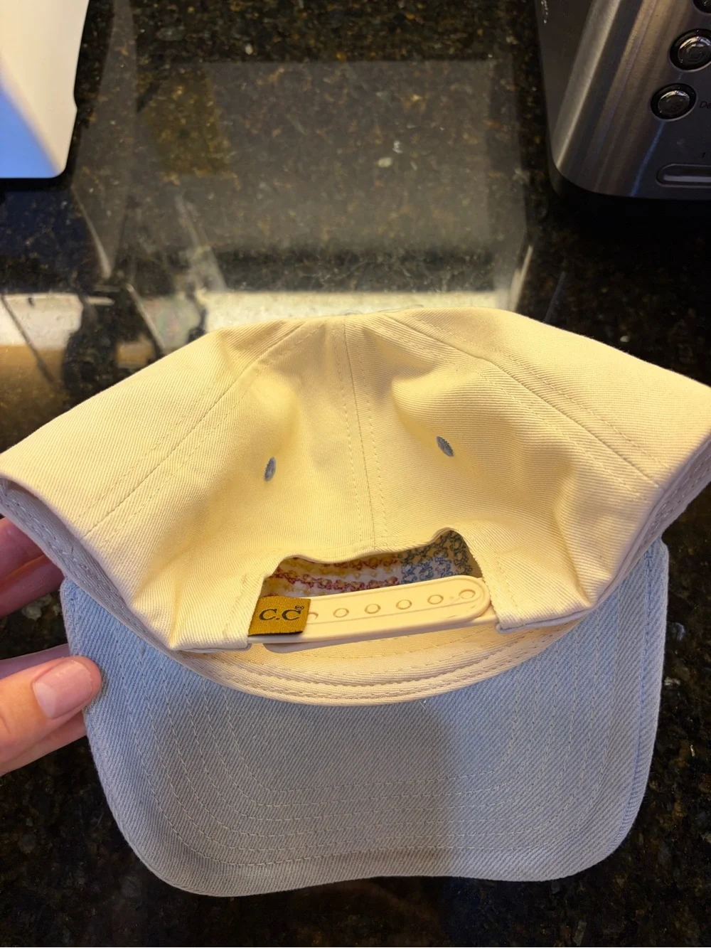 Cream Baseball Cap with Embroidered American Flag